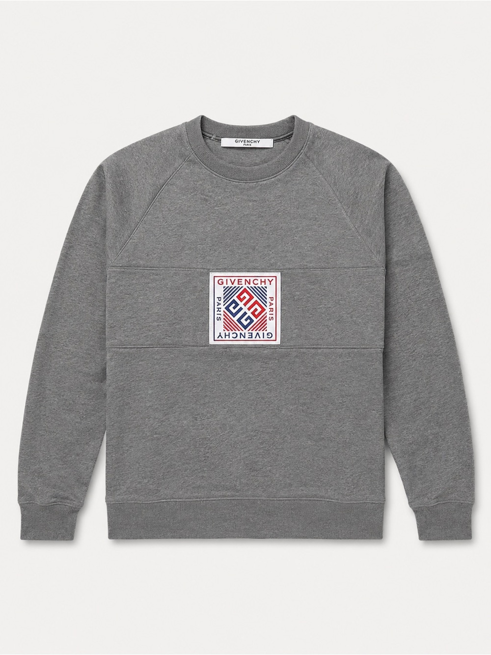 Givenchy Paris Grey Logo Patch Crewneck Sweatshirt Men’s Cotton Pullover S
